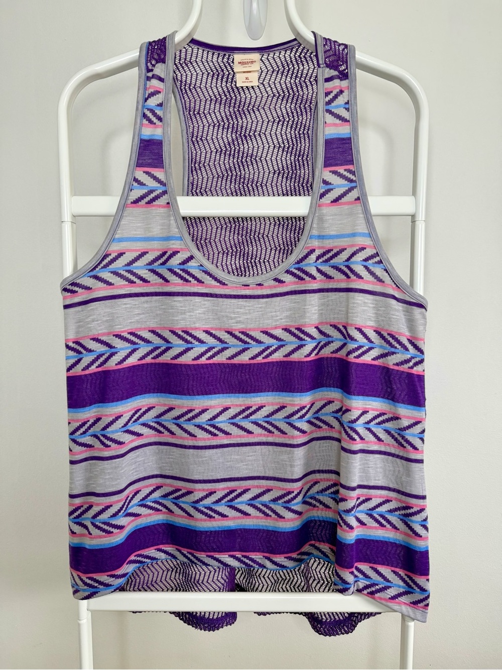 Mossimo XL Purple Aztec Print Lace Back Racerback Tank Top Boho Y2K
